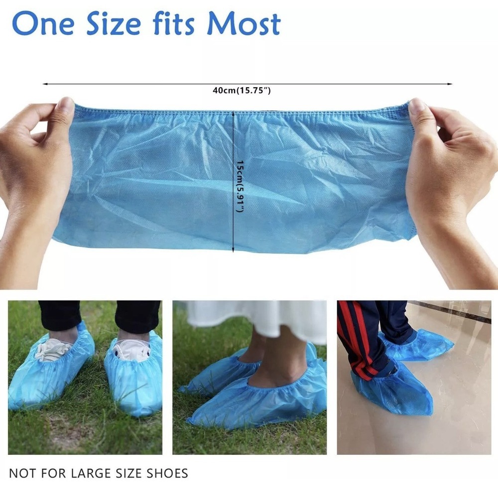 100Pcs Blue Disposable Shoe Covers Non-woven Non-Slip Resistant Dust proof NEW - Picture 2 of 5